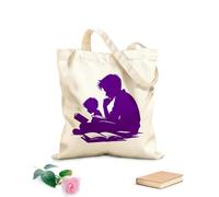 AILOONG Customizable pattern canvas bags inspiring children reading together silhouette 340g/m² thick fabric Matches clothing