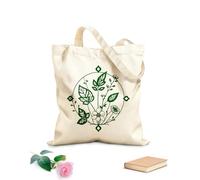 AILOONG Customizable pattern canvas bags Intricate botanical mandala flowers and leaves arranged in circular frame 340g/m² thick fabric Matches clothing