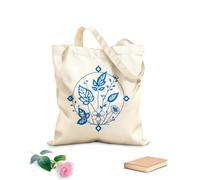 AILOONG Customizable pattern canvas bags Intricate botanical mandala flowers and leaves arranged in circular frame 340g/m² thick fabric Matches clothing