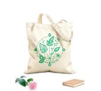 AILOONG Customizable pattern canvas bags Intricate botanical mandala flowers and leaves arranged in circular frame 340g/m² thick fabric Matches clothing