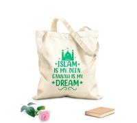AILOONG Customizable pattern canvas bags islam is my deen gannah is my dream muslim religion quotes lettering 340g/m² thick fabric Matches clothing