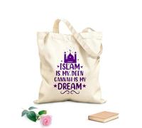 AILOONG Customizable pattern canvas bags islam is my deen gannah is my dream muslim religion quotes lettering 340g/m² thick fabric Matches clothing