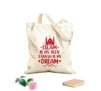 AILOONG Customizable pattern canvas bags islam is my deen gannah is my dream muslim religion quotes lettering 340g/m² thick fabric Matches clothing