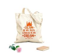 AILOONG Customizable pattern canvas bags islam is my deen gannah is my dream muslim religion quotes lettering 340g/m² thick fabric Matches clothing