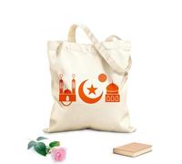 AILOONG Customizable pattern canvas bags islamic symbols mosque crescent moon star and prayer beads 340g/m² thick fabric Matches clothing
