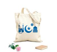 AILOONG Customizable pattern canvas bags islamic symbols mosque crescent moon star and prayer beads 340g/m² thick fabric Matches clothing