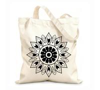 AILOONG Customizable pattern canvas bags Isolated peacock feather and rangoli 12 oz thick fabric Matches clothing 25x30cm Small