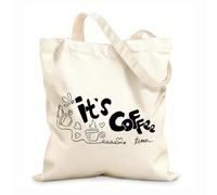 AILOONG Customizable pattern canvas bags it coffee time phrase ink doodle style 12 oz thick fabric Matches clothing 25x30cm Small