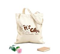 AILOONG Customizable pattern canvas bags it coffee time phrase ink doodle style 340g/m² thick fabric Matches clothing