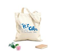AILOONG Customizable pattern canvas bags it coffee time phrase ink doodle style 340g/m² thick fabric Matches clothing