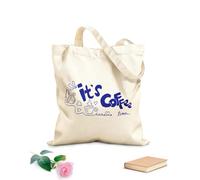 AILOONG Customizable pattern canvas bags it coffee time phrase ink doodle style 340g/m² thick fabric Matches clothing
