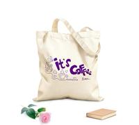 AILOONG Customizable pattern canvas bags it coffee time phrase ink doodle style 340g/m² thick fabric Matches clothing
