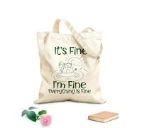 AILOONG Customizable pattern canvas bags it fine i'm fine everything is fine 340g/m² thick fabric Matches clothing