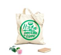 AILOONG Customizable pattern canvas bags it is a matcha time quote matcha time hand drawn lettering phrase 340g/m² thick fabric Matches clothing