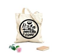 AILOONG Customizable pattern canvas bags it is a matcha time quote matcha time hand drawn lettering phrase 12 oz thick fabric Matches clothing 35x40cm Large
