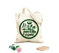 AILOONG Customizable pattern canvas bags it is a matcha time quote matcha time hand drawn lettering phrase 340g/m² thick fabric Matches clothing