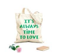 AILOONG Customizable pattern canvas bags It's always time to love hand drawn lettering 340g/m² thick fabric Matches clothing