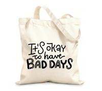 AILOONG Customizable pattern canvas bags It's OK to have bad days mental health positive self talk motivational quotes 12 oz thick fabric Matches clothing 25x30cm Small