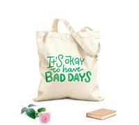 AILOONG Customizable pattern canvas bags It's OK to have bad days mental health positive self talk motivational quotes 340g/m² thick fabric Matches clothing