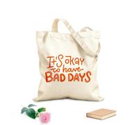 AILOONG Customizable pattern canvas bags It's OK to have bad days mental health positive self talk motivational quotes 340g/m² thick fabric Matches clothing
