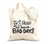 AILOONG Customizable pattern canvas bags It's OK to have bad days mental health positive self talk motivational quotes 12 oz thick fabric Matches clothing 25x30cm Small