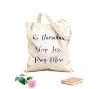 AILOONG Customizable pattern canvas bags it's ramadan sleep less pray more calligraphy quote ramadan gift design element and greeting 340g/m² thick fabric Matches clothing