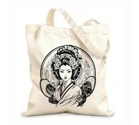 AILOONG Customizable pattern canvas bags Japanese geisha logo is a traditional symbol of beauty grace and elegance 12 oz thick fabric Matches clothing 31x36cm Medium