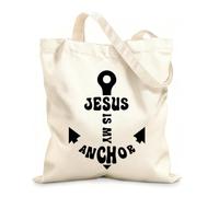 AILOONG Customizable pattern canvas bags jesus is my anchor design 12 oz thick fabric Matches clothing 31x36cm Medium