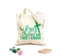 AILOONG Customizable pattern canvas bags jesus loves me this i know cut file 340g/m² thick fabric Matches clothing