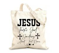AILOONG Customizable pattern canvas bags jesus there just something about that name 12 oz thick fabric Matches clothing 25x30cm Small