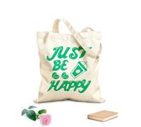 AILOONG Customizable pattern canvas bags just be happy lettering 340g/m² thick fabric Matches clothing