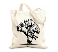 AILOONG Customizable pattern canvas bags Karate rhino athlete 12 oz thick fabric Matches clothing 25x30cm Small