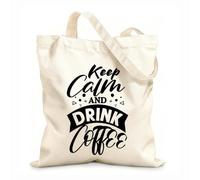AILOONG Customizable pattern canvas bags keep calm and drink coffee typography coffee design 12 oz thick fabric Matches clothing 31x36cm Medium