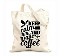 AILOONG Customizable pattern canvas bags keep calm and make coffee 12 oz thick fabric Matches clothing 31x36cm Medium