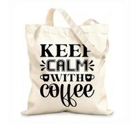 AILOONG Customizable pattern canvas bags keep calm with coffee 12 oz thick fabric Matches clothing 31x36cm Medium