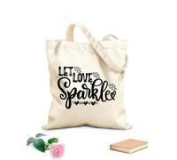 AILOONG Customizable pattern canvas bags let love sparkle valentines day heart love be mine holiday 12 oz thick fabric Matches clothing 31x36cm Medium
