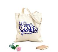 AILOONG Customizable pattern canvas bags let love sparkle valentines day heart love be mine holiday 340g/m² thick fabric Matches clothing