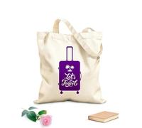 AILOONG Customizable pattern canvas bags Let's travel calligraphy on suitcase inspirational motivation 340g/m² thick fabric Matches clothing