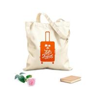 AILOONG Customizable pattern canvas bags Let's travel calligraphy on suitcase inspirational motivation 340g/m² thick fabric Matches clothing