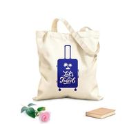 AILOONG Customizable pattern canvas bags Let's travel calligraphy on suitcase inspirational motivation 340g/m² thick fabric Matches clothing