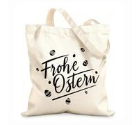AILOONG Customizable pattern canvas bags lettering of frohe ostern greeting typography 12 oz thick fabric Matches clothing 35x40cm Large