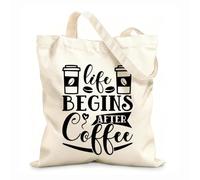 AILOONG Customizable pattern canvas bags life begins after coffee craft or tee design 12 oz thick fabric Matches clothing 31x36cm Medium