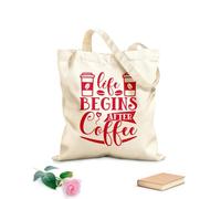 AILOONG Customizable pattern canvas bags life begins after coffee craft or tee design 340g/m² thick fabric Matches clothing