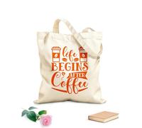 AILOONG Customizable pattern canvas bags life begins after coffee craft or tee design 340g/m² thick fabric Matches clothing