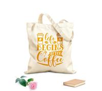 AILOONG Customizable pattern canvas bags life begins after coffee craft or tee design 340g/m² thick fabric Matches clothing