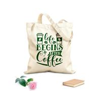 AILOONG Customizable pattern canvas bags life begins after coffee craft or tee design 340g/m² thick fabric Matches clothing