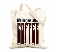 AILOONG Customizable pattern canvas bags life begins after coffee design 12 oz thick fabric Matches clothing 25x30cm Small