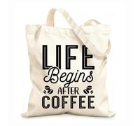 AILOONG Customizable pattern canvas bags life begins after coffee typography lettering quotes 12 oz thick fabric Matches clothing 25x30cm Small