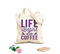 AILOONG Customizable pattern canvas bags life begins after coffee typography lettering quotes 340g/m² thick fabric Matches clothing