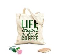 AILOONG Customizable pattern canvas bags life begins after coffee typography lettering quotes 340g/m² thick fabric Matches clothing